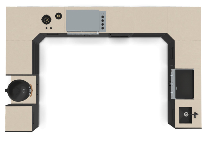 Гриль кухня Brabura Kitchen U Black 1200.6