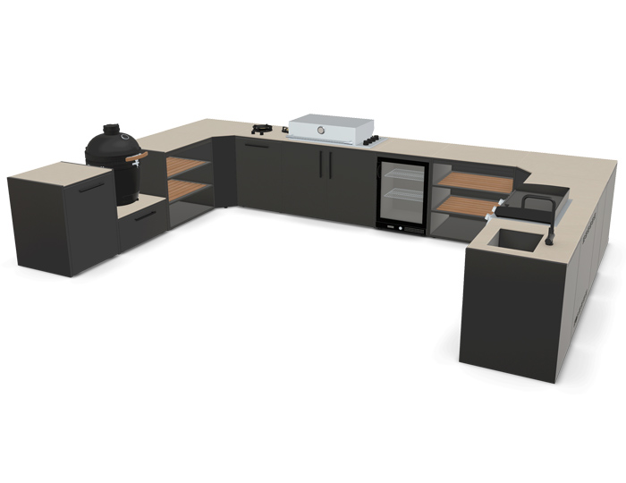 Гриль кухня Brabura Kitchen U Black 1200.6