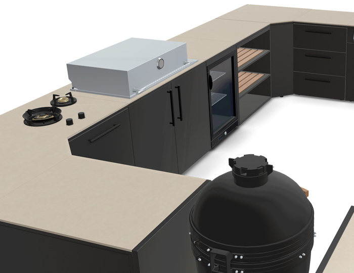 Гриль кухня Brabura Kitchen U Black 1200.6