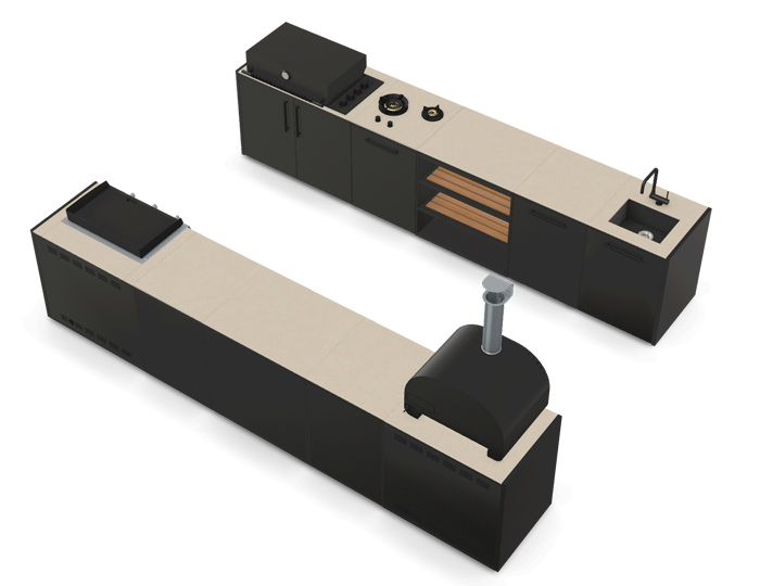 Гриль кухня Brabura Kitchen Double Black 1000.6