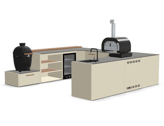 Гриль кухня Brabura Kitchen U White 1000.5