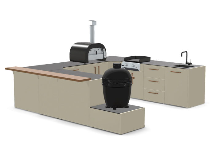 Гриль кухня Brabura Kitchen U White 1000.5