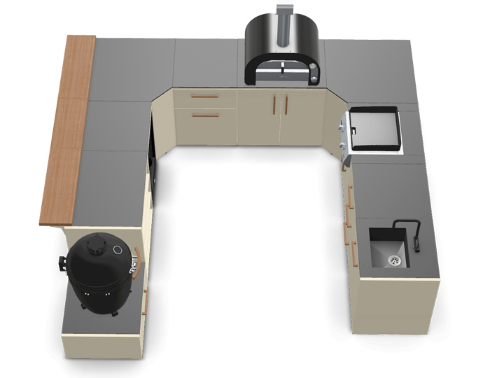 Гриль кухня Brabura Kitchen U White 1000.5