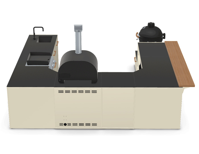 Гриль кухня Brabura Kitchen U White 1000.5