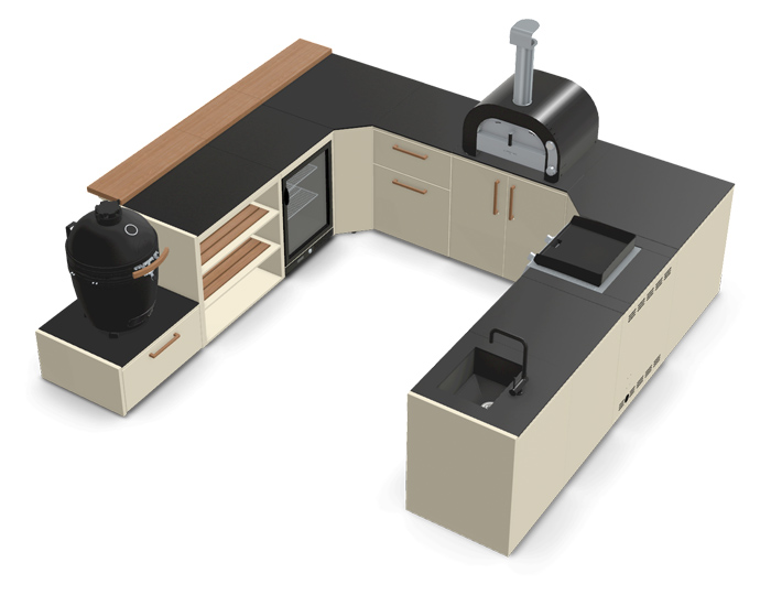 Гриль кухня Brabura Kitchen U White 1000.5