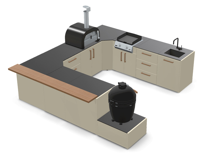 Гриль кухня Brabura Kitchen U White 1000.5